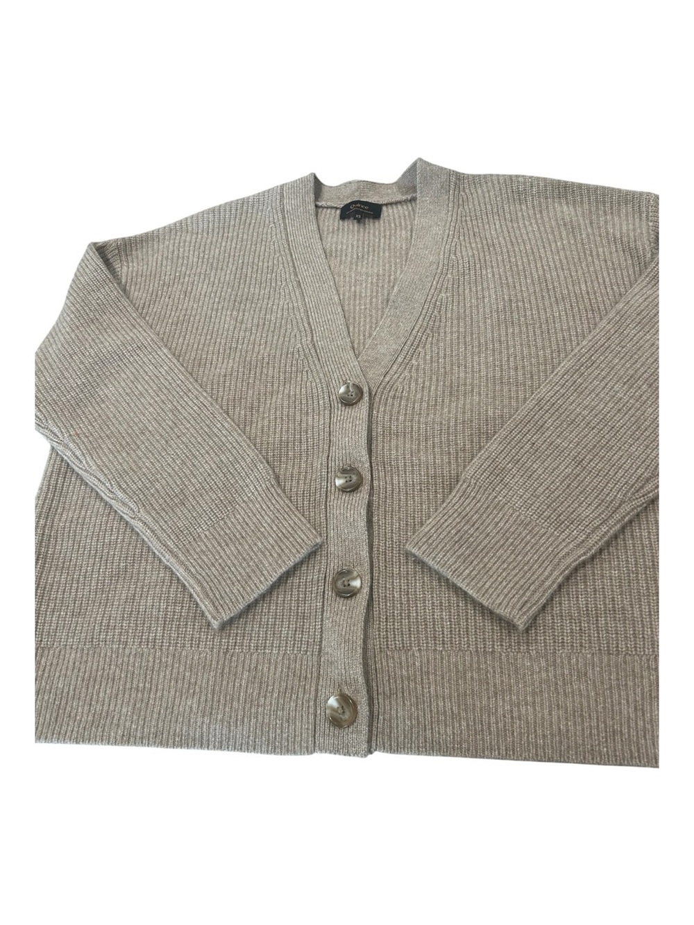 Quince Cashmere Fisherman Boxy Cropped Cardigan Sweater Oversized XS Button Fron - Picture 8 of 13